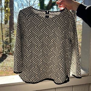 Long Sleeve Basketweave Black/White Shirt
